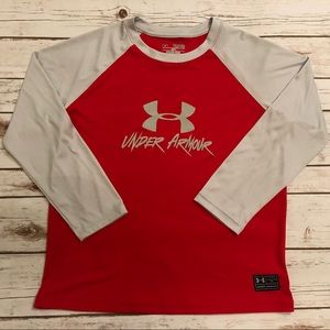 UNDER ARMOUR HEAT GEAR ORANGE/GREY TOP YOUTH XL